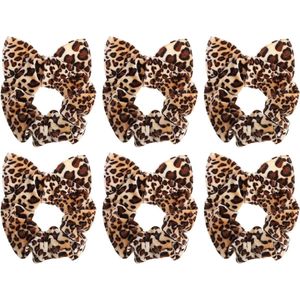 Inovra - Set van 6 luipaard haarelastiekjes voor kroeshaar - Haaraccessoires - Rekbare scrunchies voor vrouwen met cheeta's - Haar touw ring voor paardenstaart - Diverse kleuren