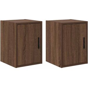 vidaXL - Garagewandkasten - 2 - st - spaanplaat - bruin - eiken