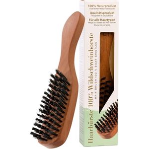 Haarborstel van perenhout met everzwijnhaar - perfecte haarverzorging - 1 stuk
