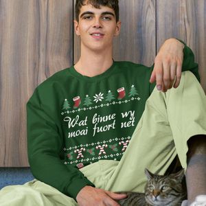 Friese Kersttrui Groen Wat Binne Wy Moai Fuort Net - Maat XS - Uniseks Fit - Kerstkleding Voor Dames & Heren