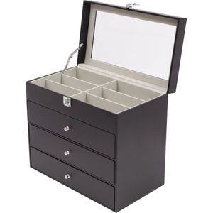 EliteNest® - Bril Opbergdoos - 27-Vaks Organizer - Carbon Fiber - Stijlvol & Stofdicht - Perfect Wintercadeau - Fluwelen Interieur voor Sieraden & Horloges