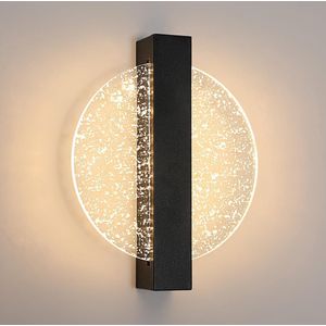 Moderne Indoor Wandlamp - Geschikt voor Binnen - 12W Zwarte LED Lamp - Ronde Acryl Trapverlichting - 3000K-6500K - Duurzaam