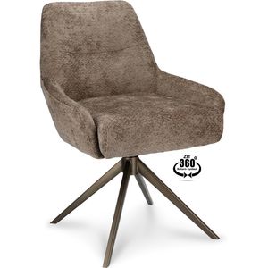 Icon Living - Stoel Bobbie - Stof Movie Taupe - Poot Bronze 360° Return-system