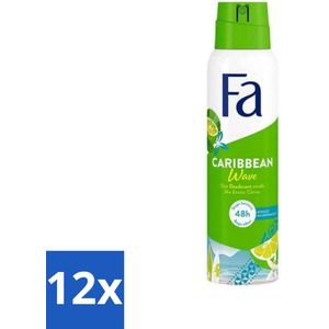 Fa - Caribbean Wave - Deodorant Spray - Lemon - 150 ml - Voordeelverpakking - 12 stuks