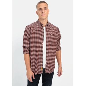 camel active Lange mouw shirt met vichy-ruitpatroon - Maat menswear-XXL - Rood