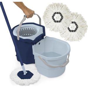 Clean Water Spin Mop 2-Bucket System Dweilemmer Set Navulling Blauw/Wit