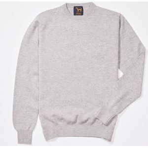 Osborne Knitwear Trui met ronde hals - Sweater heren in Lamswol - Pullover Heren - Light Grey - 2XL