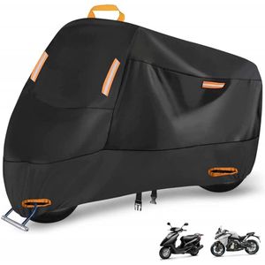 95*125*230 cm - Motorfiets Hoes - Buitenbescherming Scooterhoes - 210D - Motorfiets stofkap - Stofkap - Duurzame - Waterdichte - met 4 reflecterende tape - met slotgaten - zwart