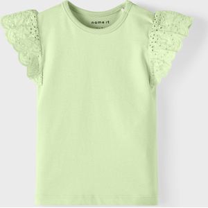 NAME IT BABY Baby T-shirt NBFDAMMIE met Broderie Licht Limegroen