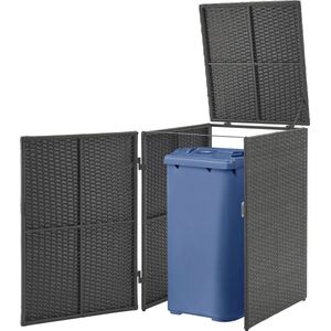 In And OutdoorMatch Container Ombouw Nadia - Donkergrijs - 109x70x78 cm - Staal en Poly Rotan - Weerbestendig