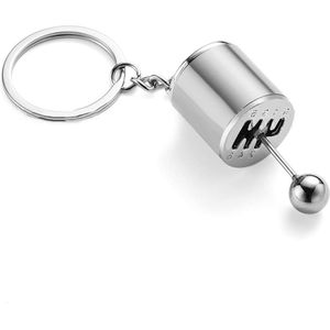 Creatieve auto onderdeel model versnellingspook sleutelhanger mini auto pookknop versnelling metalen sleutelhanger sleutelhanger voor mannen (12-zilver)