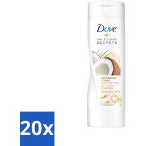 20 x Dove Bodylotion - Nourishing Secrets - Restoring Ritual - Kokos & Amandel - 400 ml - Hydraterende Scrub - Zachte Huid - Gladde Huid - Stralende Huid