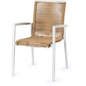 Tierra - Foxx - Tuinstoel - Creme White en Natural - Aluminium en Rope - 1 stuk