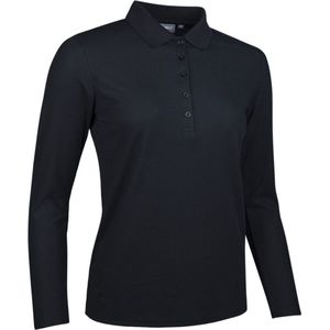 Glenmuir Zwarte Dames Lange Mouw Prestatie Piqué Golf Polo Shirt