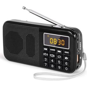 GTB® Transistor Radio Op Batterijen - Transistor Radio - Transistor Radio met Netvoeding - Zwart - 14cm x 7cm x 3cm