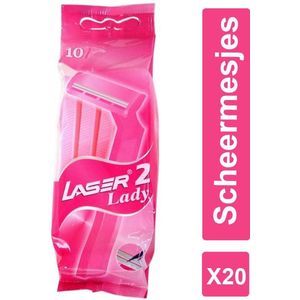 Laser Lady Twin Blades Razors scheermesjes - 200 (20 x 10) stuks - Voordeelverpakking - Wegwerp