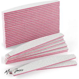Mrs. Jones 50 Stuks Nagelvijlen Professionele Nagelvijl 100/180 Gepolijste Nagelvijl Dubbelzijdige Manicure Nagelvijl - Forever Speed Rood/Wit .