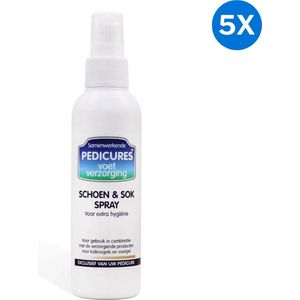 5x Samenwerkende Pedicures Schoen en Sok Spray Samenwerkende Pedicures - Wit - Hygiënische en frisse sokken en schoenen