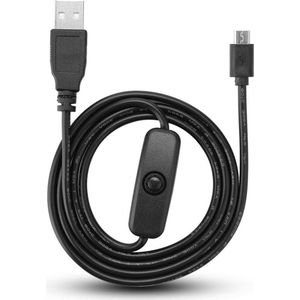 USB kabel met schakelaar - micro USB A/M voeding - power oplaadkabel - 1035 cm - USB stroomkabel met AAN/UIT-schakelaar - voor 3/2 - B/B + - A - zwart .