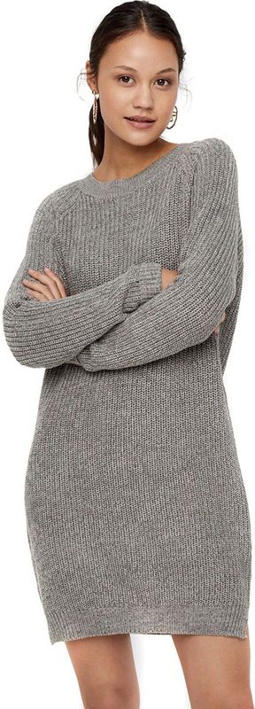 Noisy May - NMSiesta O-Neck Knit Dress - Jurk - Gemêleerd Grijs - Katoen/Polyacryl
