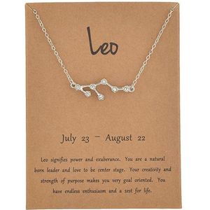 Kasey Leeuw ketting - Sterrenbeeld hanger met steentjes - Zilverkleurig - Leo - Leeuw