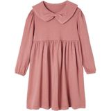 Jurk - Rouge - Gebreide Tricot - Meisjes - Lange Mouwen - Grote Fantasie Kraag