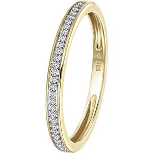 Lucardi Dames Railring 29 diamanten 0,08ct - Ring - Cadeau - Moederdag - 14 Karaat Goud - Geelgoud