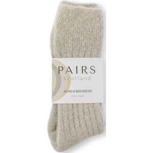 Pairs Scotland - Ultrazachte Geribbelde Sokken - Bedsokken - Alpaca Wol - Parelgrijs - Maat Small / 36 - 40