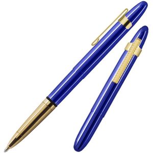 Bullet Space Pen, Blauwe Maan met Goudkleurige Vingergreep en Gouden Clip (#400BB-GFGGCL)