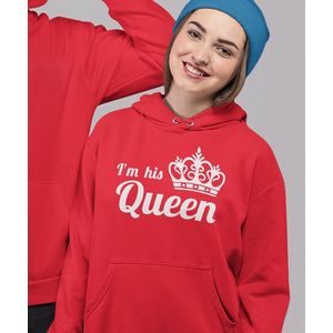 King / Queen Hoodie Rood I'm his Queen (Queen - Maat XXL) | Koppel Cadeau | Valentijn Cadeautje voor hem & haar
