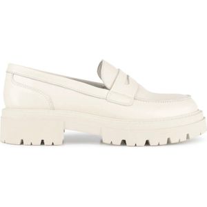 PS Poelman ROCKLAND Dames Leren Chunky Loafers Mocassins Instappers - Wit Crème - Maat 37