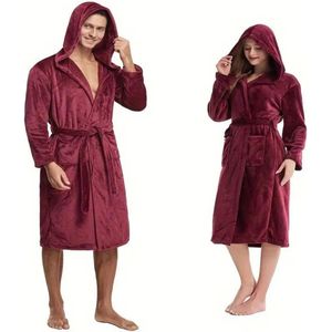 Livano Badjas - Fleece - Katoen - Badstof - Sauna - Hamam - Wafel - Bathrobe - Duster - Ochtendjas - Kimono - Rood Dames