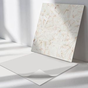 Wallfluent Vinyl Wandpaneel - Marmeren tegelpatroon Wandpaneel PVC - 50 cm x 50 cm - Romig Vinyl Wandpaneel - Set van 4 - Vierkant Wandbekleding Vinyl - Texturen Wandpaneel - Zelfklevend Wandpaneel - Wandpaneel Keuken en Badkamer