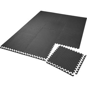 Fitnessmatten -puzzelmat set van 6 Stuks 40x40 cm - zwart