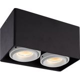 HOFTRONIC™ LED opbouwspot - Zwart/Wit - Rechthoek - Duo - Dimbaar en Kantelbaar - GU10 5W - Plafondspot Esto - 2700K