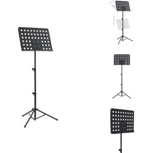 vidaXL Muziekboekenstandaard Verstelbaar Zwart - 75-142 cm - Staal - Muziekstandaard