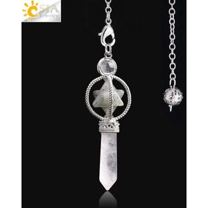 Pendel steen - Pendelen - Spiritueel - Pendelsteen - Natuursteen - Kwarts - Kristallen - Zeshoekig - Spits - Reiki - Chakra - Accessoires - Labradorite