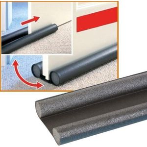 GS dubbele tochtrol voor Deuren 95cm - Tochtstopper voor alle Binnendeuren - Eenvoudig op maat te maken - Grijs