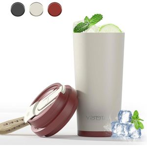 Thermosbeker dubbelwandig geïsoleerd 530 ml flip rietje koffiebeker om mee te nemen met rietje en deksel lekvrij reisbeker rood - Edelsthal