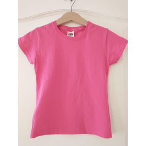 Meisjes T-shirt Linda effen cerise 110/116