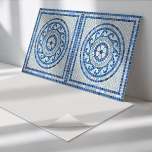 Wallfluent Vinyl Wandpaneel - Sky Shades Mozaïek Wandpaneel PVC - 100 cm x 50 cm - Blauw Vinyl Wandpaneel - Set van 1 - Rechthoekig Wandbekleding Vinyl - Texturen Wandpaneel - Zelfklevend Wandpaneel - Wandpaneel Keuken en Badkamer