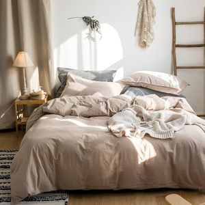 Beddengoedset, 135 x 200 cm, katoen, kaki, taupe, effen, premium renforcé, eenpersoonsbed dekbedovertrek en 1 kussensloop 80 x 80 cm met ritssluiting