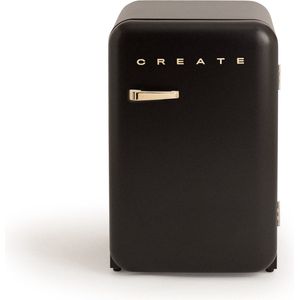 CREATE - Koel- en vriescombinatie - Capaciteit 107 L - 2 planken - Handvat Gold - Zwart - RETRO FRIDGE