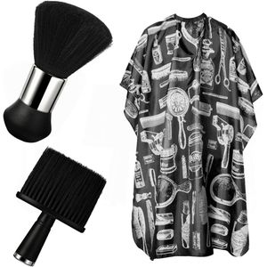 3-Piece Haarverzorgingsaccessoires Set - Nekborstel - Kappersborstel - Haarreiniging met Haarstyling Caps - Professionele Haarstyling en Reiniging voor Salon - Zwart