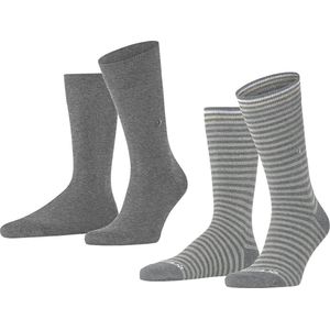 Burlington Everyday Stripe SO - Mixed 2-Pack one size, cadeau geschenkset Katoen sokken heren grijs - Maat 40-46