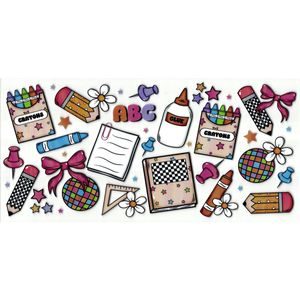 UV DTF cup sticker - stickers - beker - cup - koffie - drinkbeker - sticker - kleurtjes - school - agenda - bloem - uv sticker - hobby - stikker - zelfklevende sticker - leuk voor op drinkbeker - beplakken op alle objecten - leuk voor op je koffer