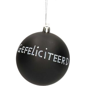 Kerstbal - Gefeliciteerd - krijt/krijtbord kerstbal - 8 cm - kunststof - beschrijfbaar