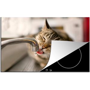 KitchenYeah® Inductie beschermer 80.2x52.2 cm - Kat - Kraan - Drinken - Kookplaataccessoires - Afdekplaat voor kookplaat - Inductiebeschermer - Inductiemat - Inductieplaat mat