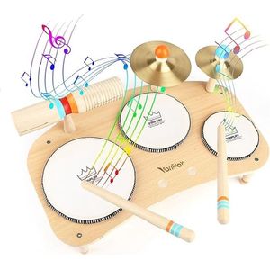 Kinder Drumstel - Drumset voor Kinderen - Babyspeelgoed - Houtenspeelgoed - Educatief Speelgoed - 8-in-1 Muziekinstrumenten