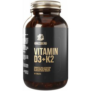 Grassberg D3+K2 (60 Tabs) Unflavoured - Vitaminen, mineralen & gezondheid - Vitaminen